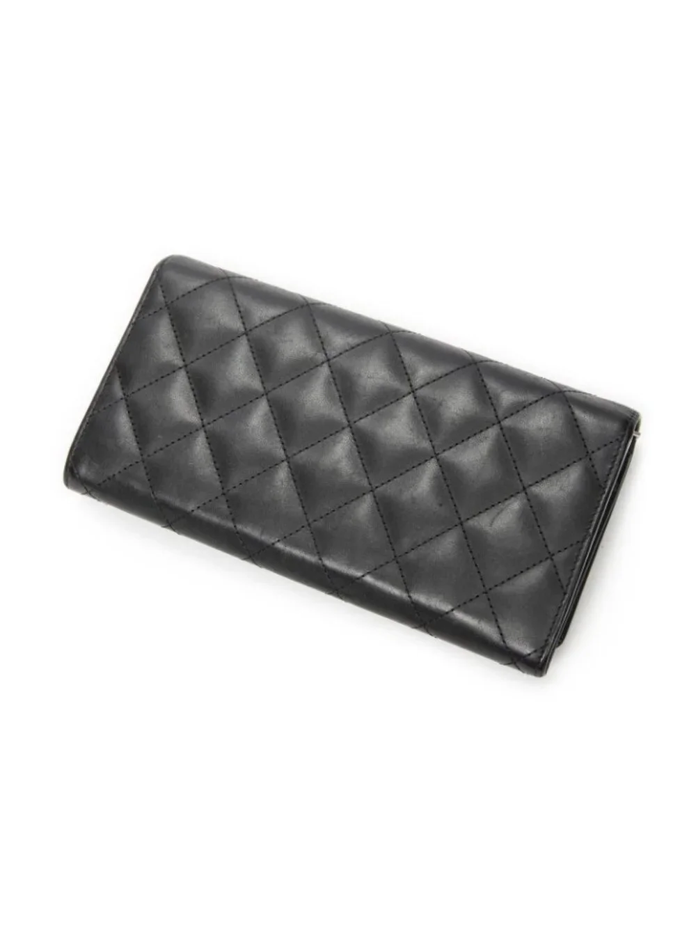 Chanel Cambon Ligne Continental Wallet Black Quilted Lambskin Leather